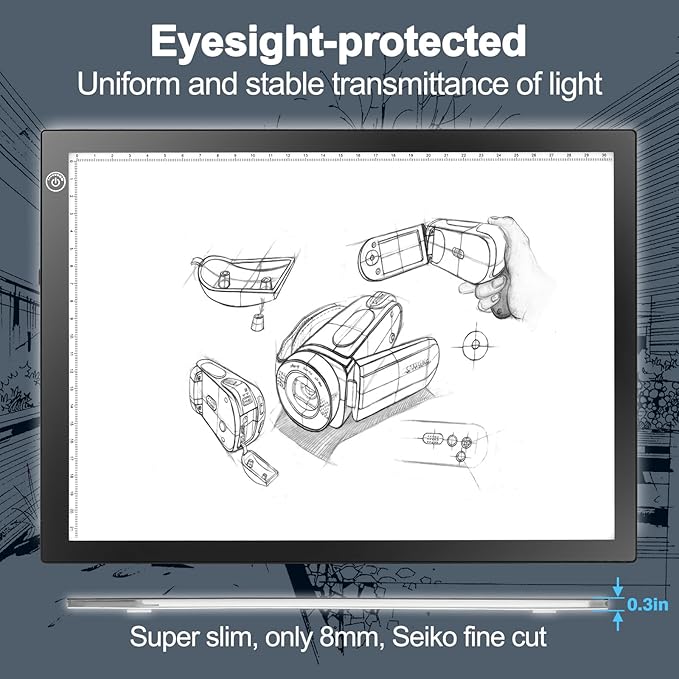 LitEnergy Rechargeable Light Tracing Box, Ultra-Thin Adjustable Battery Powered Artcraft LED Trace Light Pad Size A4 for Drawing, Streaming, Sketching, Animation, Stenciling, Diamond Art Painting