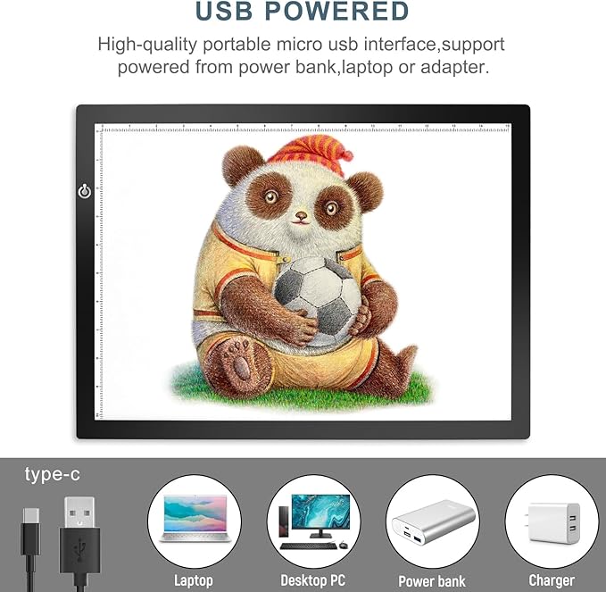 LitEnergy A3 LED Copy Board Light Tracing Box, Ultra-Thin Adjustable USB Power Artcraft LED Trace Light Pad for Tattoo Drawing, Streaming, Sketching, Animation, Stenciling