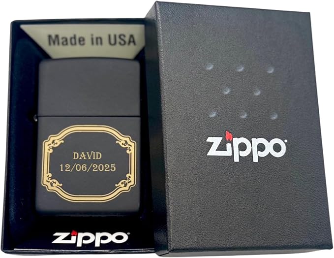 Personalized American Classic Elegant Design Lighter Zippo - Free Engraving - Christmas, Halloween & Valentines Day Gift (Black OC)