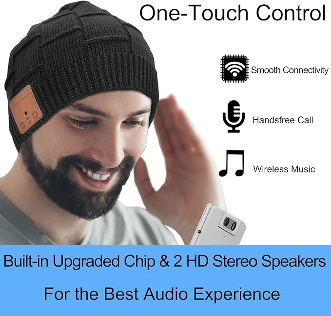 Bluetooth Beanie Hat Headphones Unique Tech Gifts Stocking Stuffer