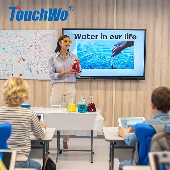 65-inch Interactive Touchscreen Monitor, Electronic Whiteboard Touch Screen with 4K Display, Smart Board for Home Office and Classroom, Bundled Android 14, RAM 8G & ROM 128G