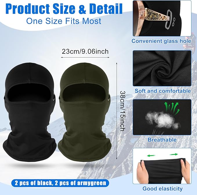 Suhine 5 Pcs Winter Balaclava Ski Mask Windproof Thermal Full Face Mask Cold Weather Balaclava with Reflective Stripe