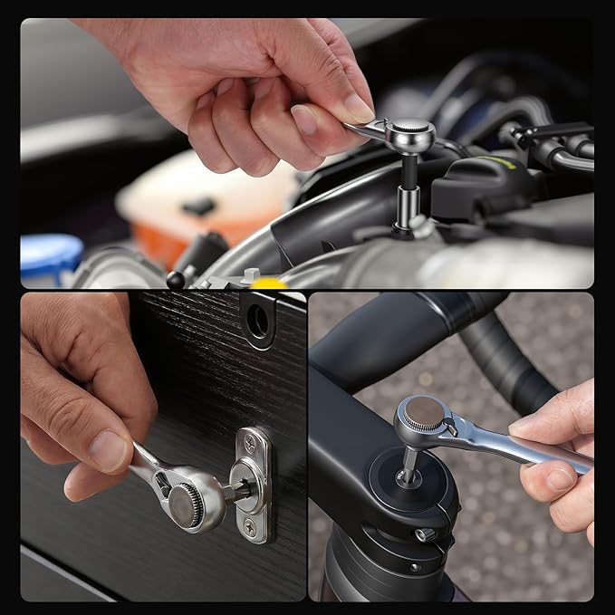 Katerk 28 in 1 Magnetic Screwdriver Set, 90 Degree Offset Ratcheting Wrench, 1/4 Mini Ratchet Wrench Set, Right Angle Ratcheting Screwdriver Set and Bit with Metric Socket Set for Tight Spaces