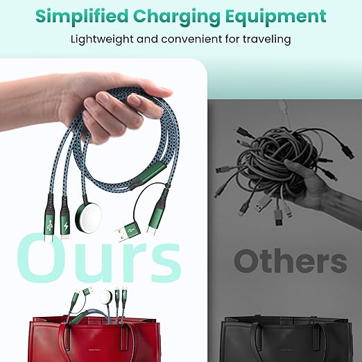 Travel Gifts for Women, Multi Charging Cable for Apple Watch Charger, 3 in 2 Charging Cable for Multiple Devices, USB A&C/Watch Charger/Type-C/L Cord Compatible with iWatch/iPhone 17-11/Car, 5FT