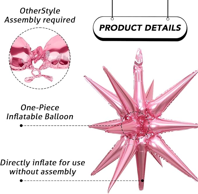 6PCS Star Balloons, 22Inch Pink Cream Beige Star Balloons Foil Balloon for Birthday Bridal Wedding Valentine's Day Mother's Day Party Decorations