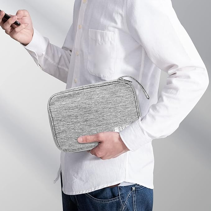Electronics Organizer Travel Case,Electronic Accessories Storage Bag,Portable Waterproof Cable Organizer Bag,Travel Cord Organizer Bag for Small Charging Cord Storage,Cables,SD Card (Grey)