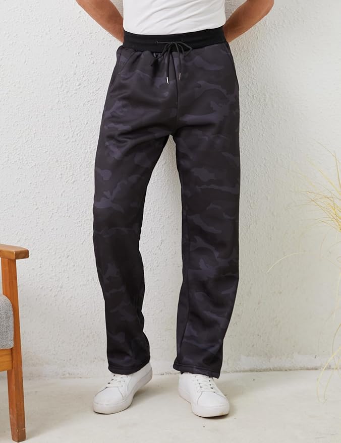 Gihuo Men's Winter Fleece Pants Sherpa Lined Sweatpants Active Running Jogger Pants