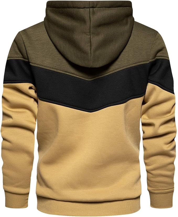Gesean Men's Novelty Color Block Pullover Fleece Hoodie Long Sleeve Casual Sweatshirt with Pocket