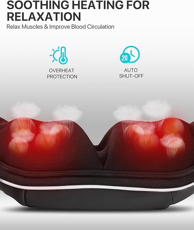 ALLJOY Neck Massager for Pain Relief Deep Tissue with Heat, HSA 3D Kneading Shiatsu Neck and Back Massager for Shoulder Full Body Home Office Car Use FSA, Birthday Gifts for Dad Men Mom Women