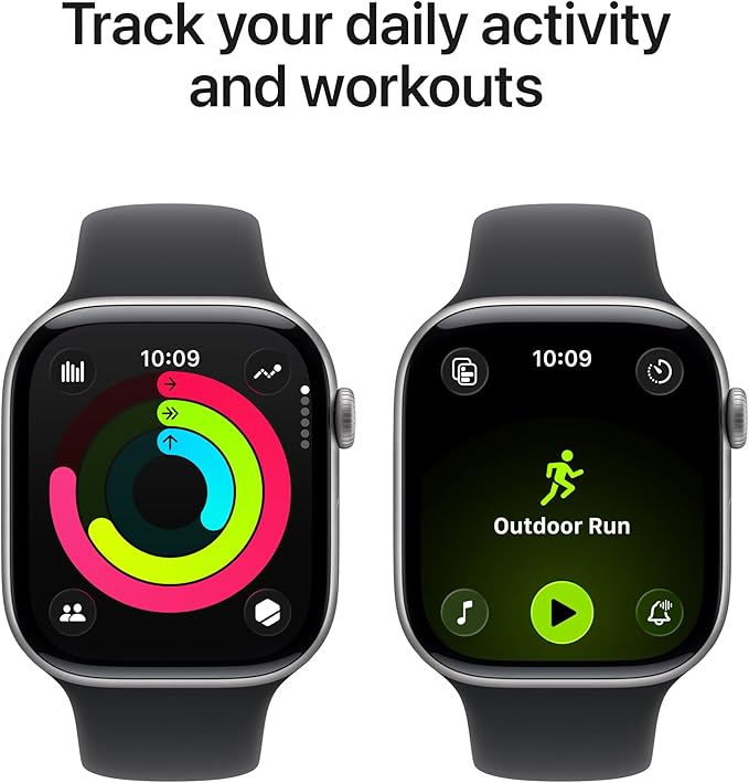 Apple Watch Series 11 [GPS 46mm] Smartwatch with Space Grey Aluminium Case with Black Sport Band - M/L. Sleep Score, Fitness Tracker, Health Monitoring with AppleCare+ (2 Years)