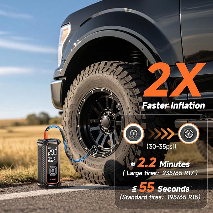 OlarHike Cordless Tire Inflator Portable Air Compressor, 150PSI Dual Power_6000mAh & 12V DC, Air Pump for Car Tires, Bike, Motorcycle, with LED & Digital Pressure Gauge, Gifts for Men & Women