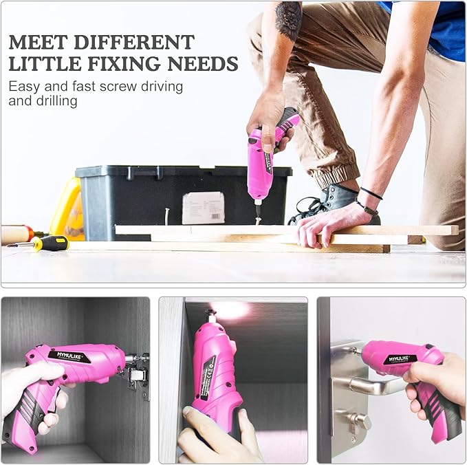 Cordless Electric Screwdriver, 3.6V Rechargeable Power Screwdriver with 47 pcs Accessories, usb charging, 3Nm Screw Gun, mini Carrying screwdriver set with LED Light Electric Power Drill Set