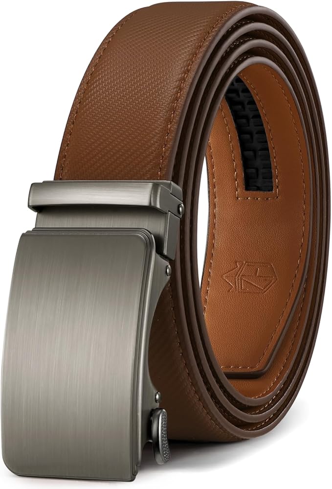Zitahli Belt Men, Ratchet Belt Dress with 1 3/8" Premium Leather,Slide Belt with Easier Adjustable Automatic Buckle