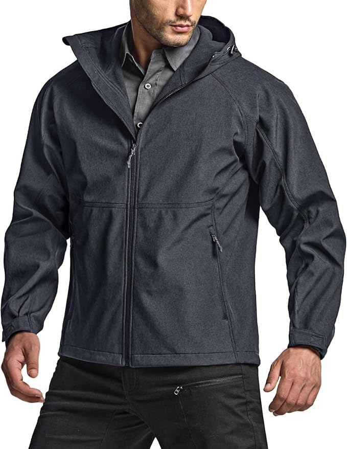 CQR Men's Tactical Softshell Jacket, Winter Warm Fleece Lined Coat, Water Resistant Outdoor Hunting Hiking Rain Windbreaker