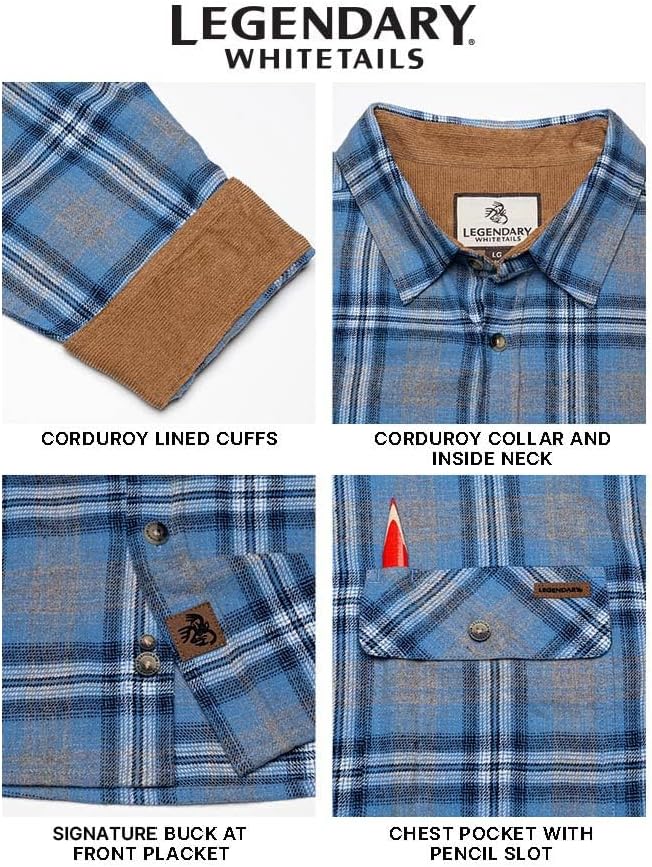 Legendary Whitetails Men's Flannel Shirt Long Sleeve Button Down 100% Cotton