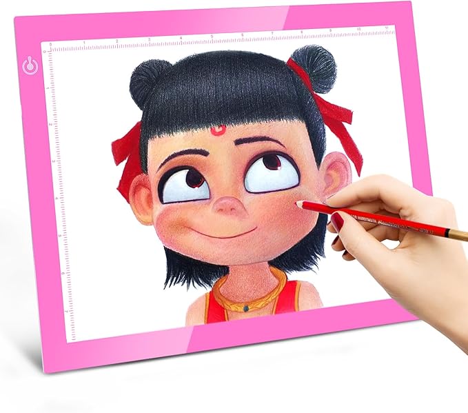 LitEnergy Portable A4 LED Copy Board Light Tracing Box, Pink Ultra-Thin Adjustable USB Power Artcraft LED Trace Light Pad for Tattoo Drawing, Streaming, Sketching, Animation, Stenciling