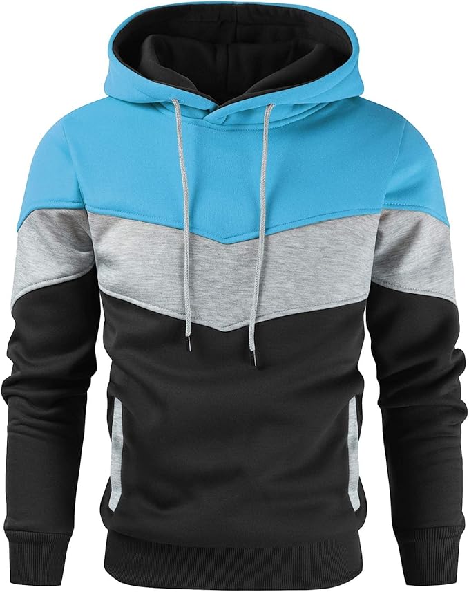 Gesean Men's Novelty Color Block Pullover Fleece Hoodie Long Sleeve Casual Sweatshirt with Pocket