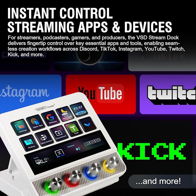 Macro Pad, Streaming Deck Stream Controller Soundboard Keypad, Programmable Keys USB Shortcut Keyboard for Gamer Streamer, Audio Mixer for OBS, YouTube, Office Desk Setup, PC, Mac