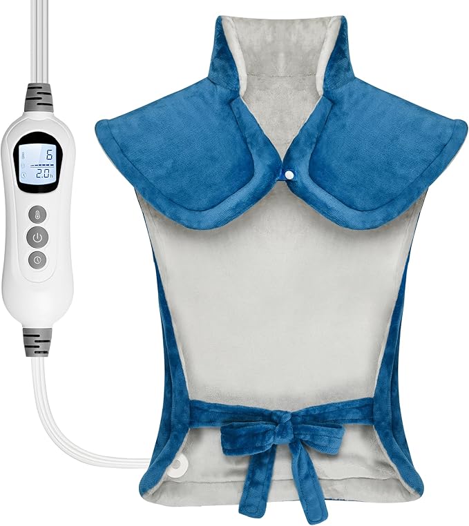 Heating Pad for Neck Shoulder and Back, Valentines Day Gifts for Her Him, Birthday Gift for Women Men Mom, Deeper Pain Relief,Large Weighted Heat Pad, FSA Eligible HSA Approved, ETL Certified, Blue