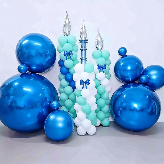 50 Inch Giant Dark Blue Round Foil Balloons, 3Pcs Metallic Blue 4D Ball Balloons for Birthday New Year Eve Wedding Engagement Graduation Anniversary Party Decorations 2026