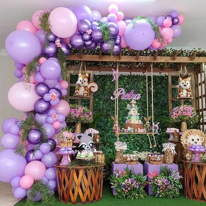 Pink and Purple Party Balloons, 50Pcs 12 Inch Purple Pink Balloons, Metallic Pink Purple Latex Balloons Birthday Party Balloons for Birthday Wedding Bridal Shower Party Decorations
