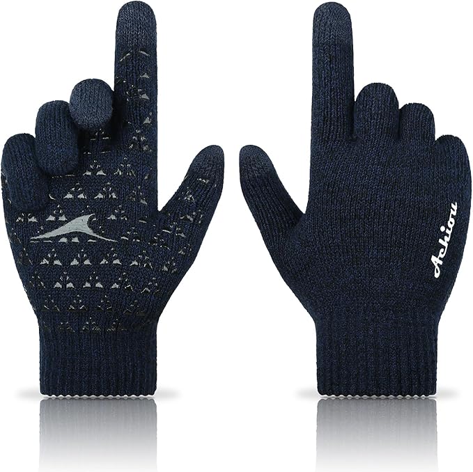 Achiou Winter Gloves, Glove for Men Women, Upgraded Touch Screen Texting Warm Running with Thermal Soft Knit Lining