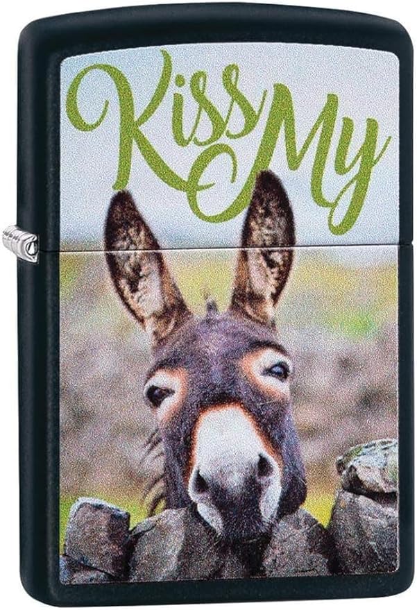Personalized American Classic Elegant Design Lighter Zippo - Free Engraving - Christmas, Halloween & Valentines Day Gift (Donkey)