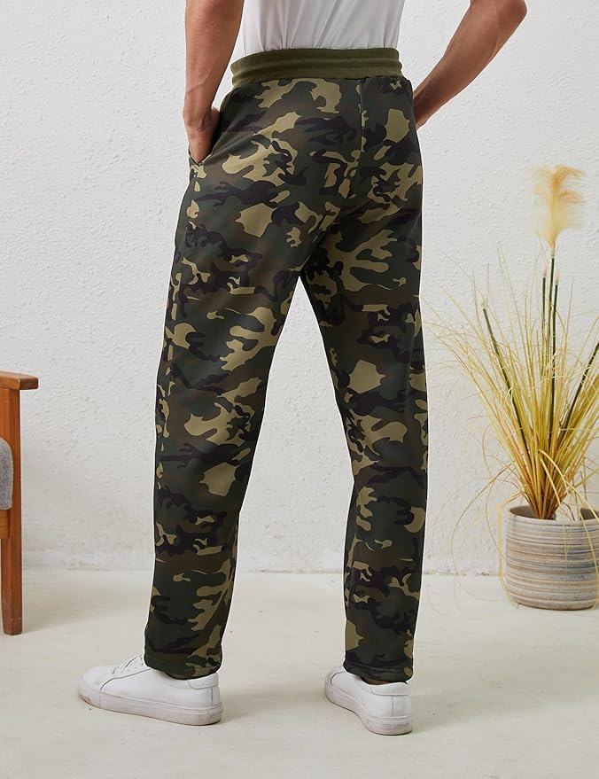 Gihuo Men's Winter Fleece Pants Sherpa Lined Sweatpants Active Running Jogger Pants