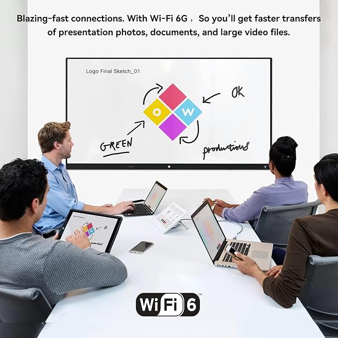 TIBURN R2 75" 4K UHD Smart Board | Smart Digital Whiteboard | All-in-One Touch Screen Computer with Open App Ecosystem, Includes Movable Stand+Wall Mount, Ideal for Office, Classroom, and Conference