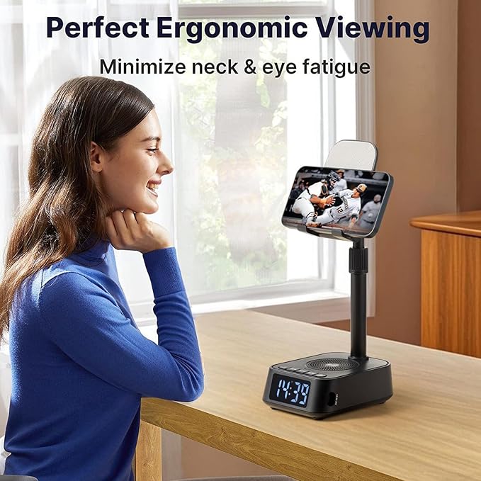 Gifts for Men Women, Adjustable Phone Stand Bluetooth Speaker, Birthday Gifts Him Husband, Phone Holder for Kitchen Desk Bedroom, Cool Tech Gadget for Dad Mom Boyfriend, Christmas Ideal