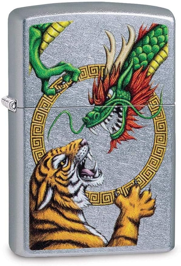 Custom Personalized Classic Dragon Tiger Designs Zippo Windproof Lighter Engraving - Christmas, Halloween & Valentines Day Gift (Tiger Dragon)