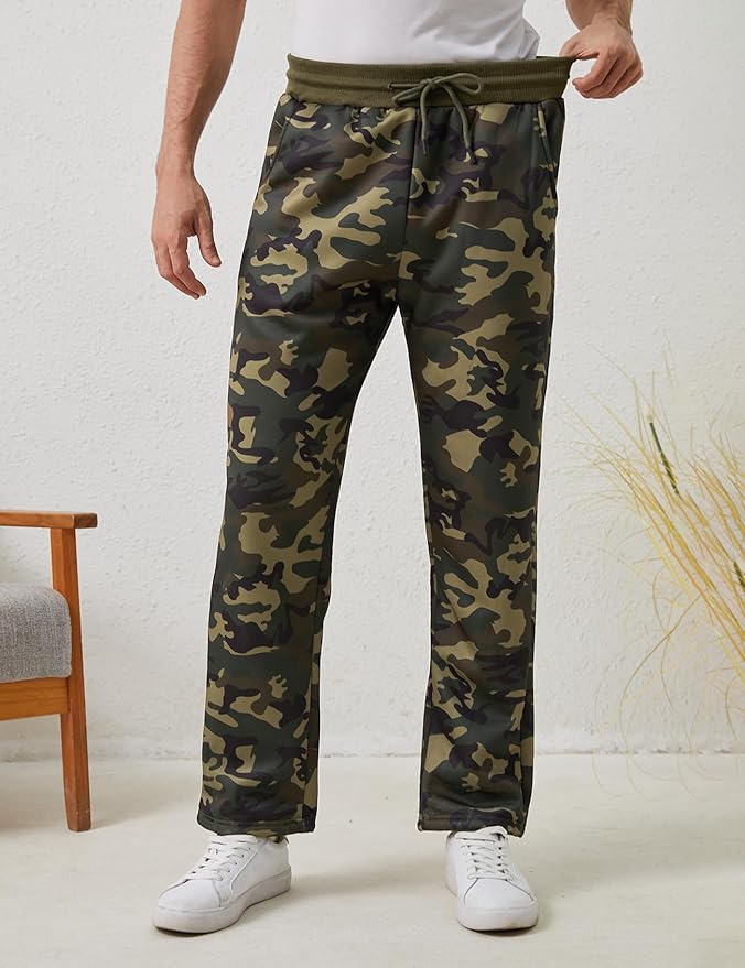 Gihuo Men's Winter Fleece Pants Sherpa Lined Sweatpants Active Running Jogger Pants