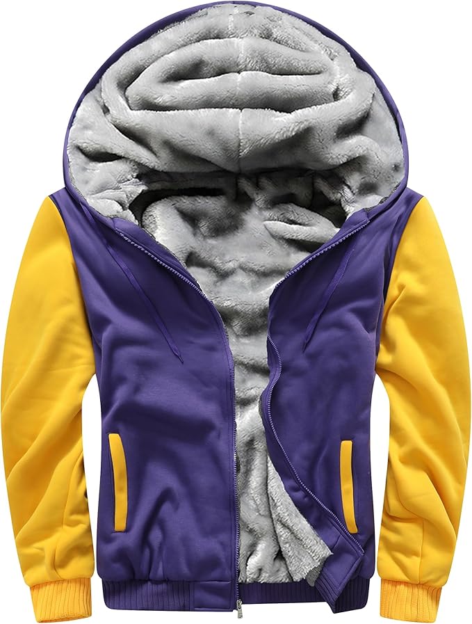 MACHLAB Men's Pullover Winter Workout Fleece Hoodie Jackets Full Zip Wool Warm Thick Coats