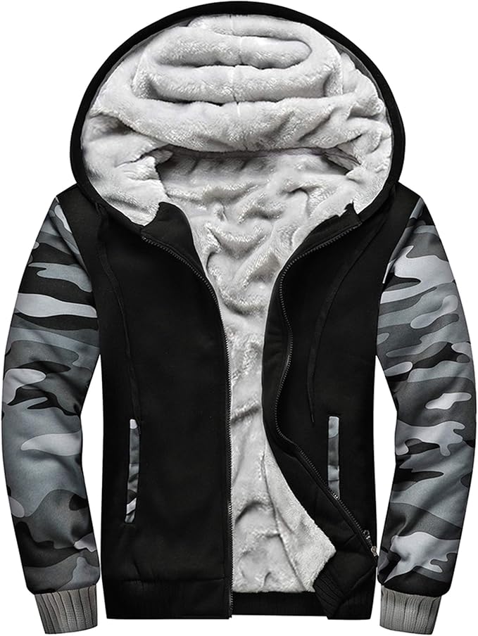 MACHLAB Men's Pullover Winter Workout Fleece Hoodie Jackets Full Zip Wool Warm Thick Coats