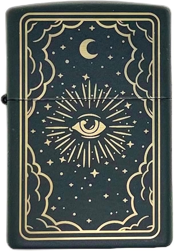 23 Custom Tarot Card - Major Arcana Card Laser Engraved Zippo Black Matt Windproof Lighter (The Eye)