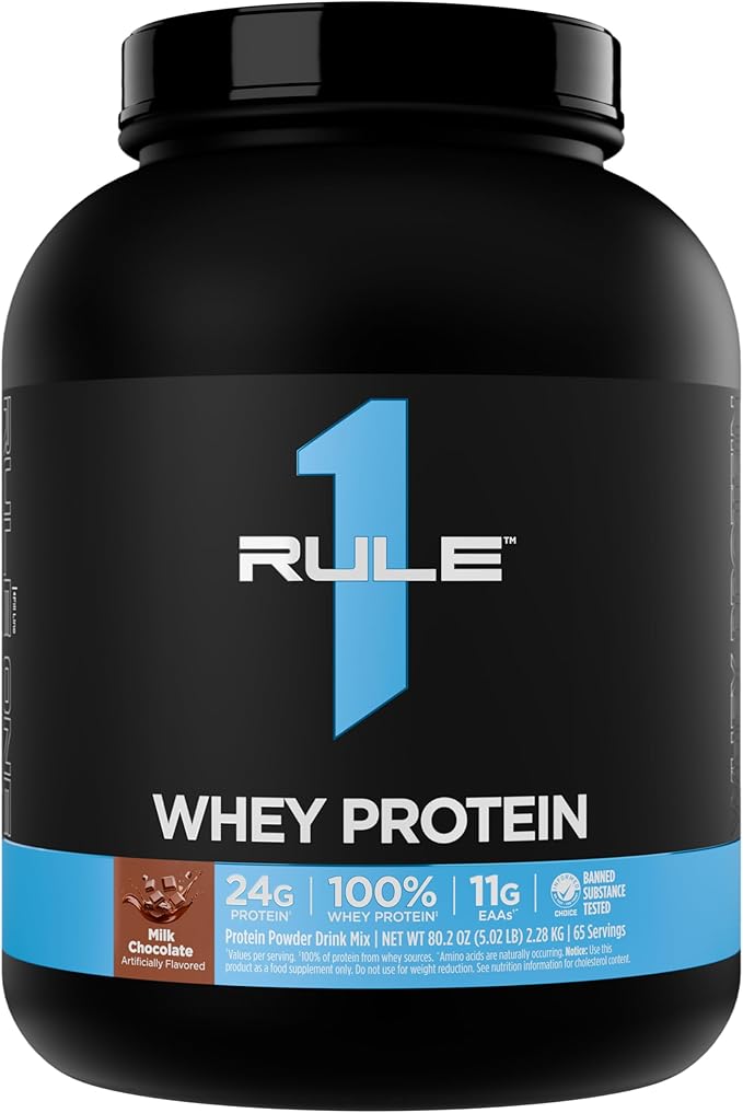 Rule 1 Whey Protein – 24g Fast-Acting Protein from All-Whey Sources with Naturally Occurring EAAs & BCAAs for Workout Recovery or Anytime Use (5 Pounds*, Milk Chocolate)