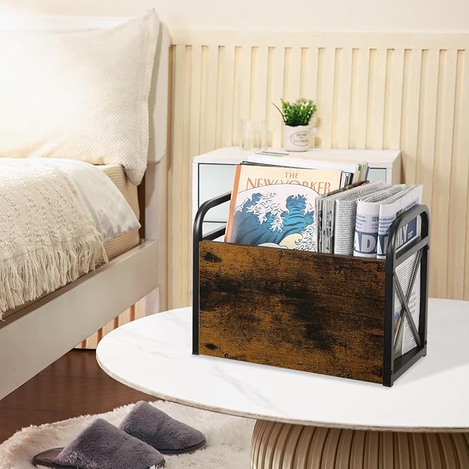 YINMIT Magazine Holder, Magazine Rack Floor, Magazine Storage Basket, Folder Organizer Bin for Books, Newspapers, Tablets