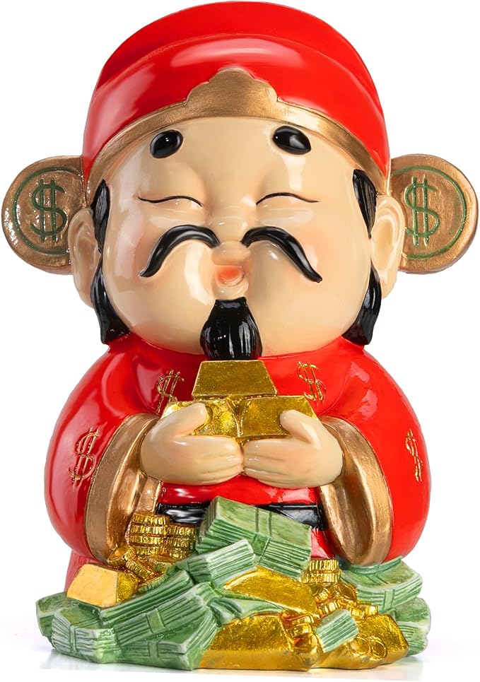 Etlemonde God of Wealth Statue,Feng Shui Money Decor,Chinese New Year CAI Shen Figurine 2026