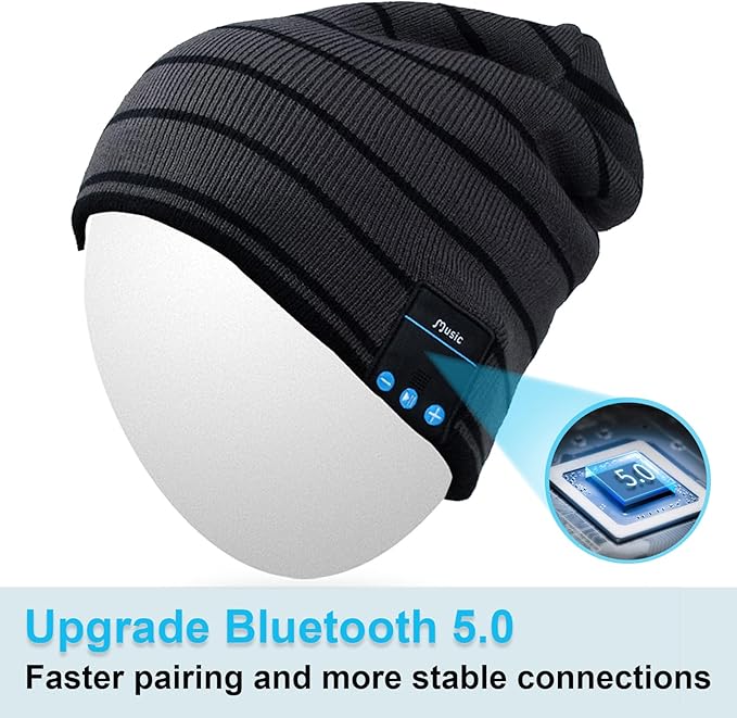 Bluetooth Beanie for Men Hat with Headphones,Unisex Tech Gifts Stocking Stuffers Adults