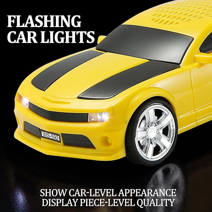 Classic Sports Car Model Bluetooth Speaker, Portable Wireless Outdoor Speaker with HD Sound, TWS Pairing, Truck Bluetooth Speaker, Parties & Home Audio (Yellow)