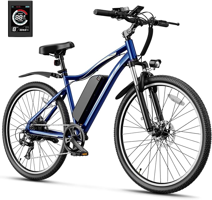 Heybike Electric Bike for Adults, 1200W Peak Brushless Motor, up to 50Miles, 28mph Max Speed Electric Mountain Bike, 480WH Removable Battery Ebike, 27.5'' Tires, 7-Speed and Front Suspension