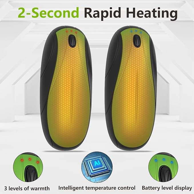 Hand Warmers Rechargeable 2Pack,14000mAh Electric Hand Warmers with Charging Case,Quick Charge Portable Heater,Gifts for Christmas,Winter,Outdoor,Camping,Hunting Accessories