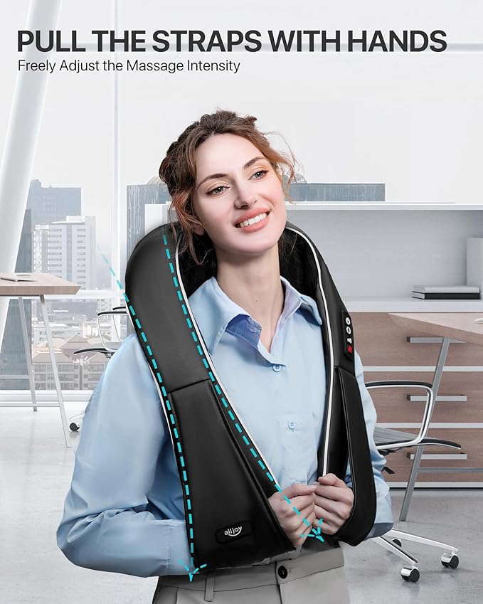 ALLJOY Neck Massager for Pain Relief Deep Tissue with Heat, HSA 3D Kneading Shiatsu Neck and Back Massager for Shoulder Full Body Home Office Car Use FSA, Birthday Gifts for Dad Men Mom Women