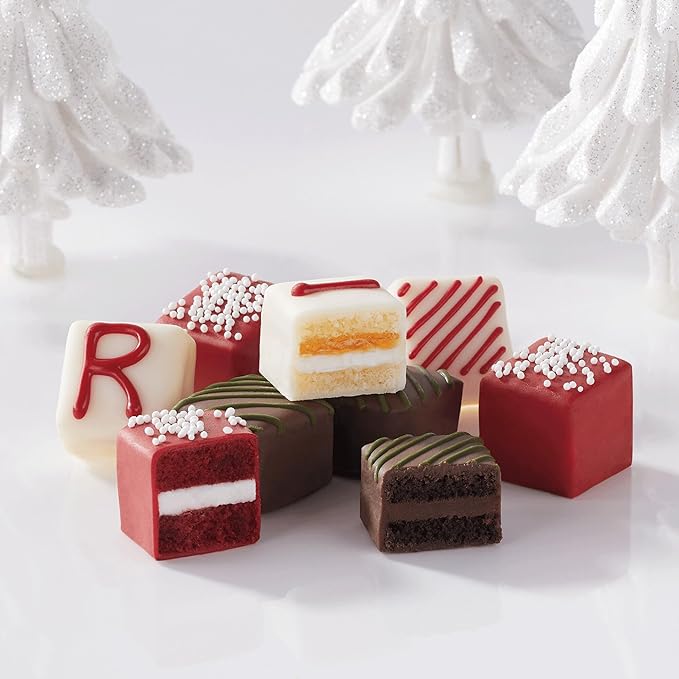 The Swiss Colony 27 Favorites and 36 'Merry Christmas' Petits Fours Christmas Gift Bundle - Assorted Cheeses, Candies, Chocolates, Summer Sausage Meats, and Gourmet Mini Layer Cakes