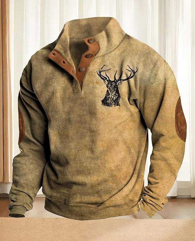 Western Sweatshirts for Men Aztec Retro Pullover Quarter Zip Sweatshirt Mens Stitching Color Fleece Sweatshirt