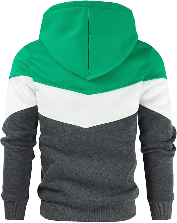 Gesean Men's Novelty Color Block Pullover Fleece Hoodie Long Sleeve Casual Sweatshirt with Pocket