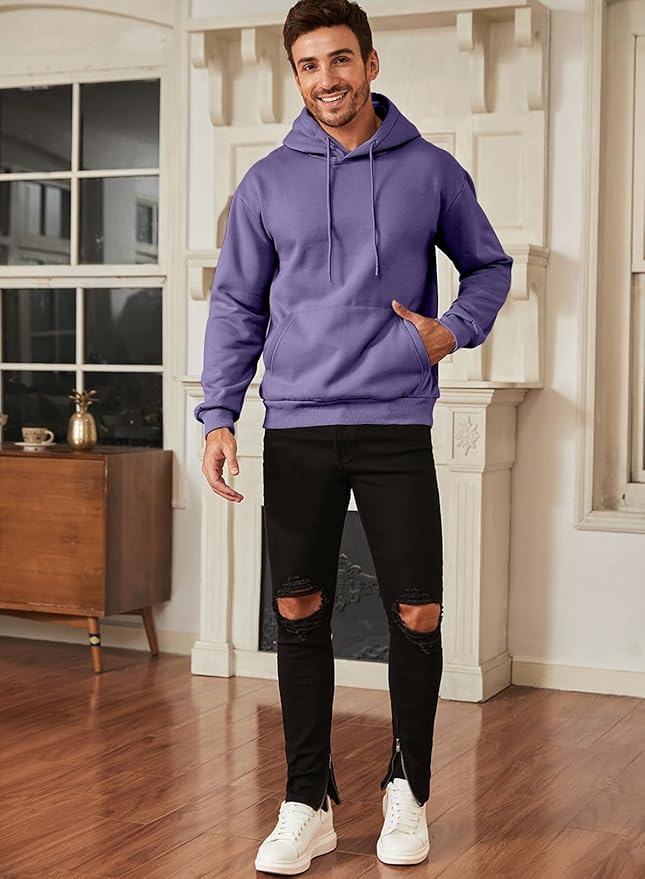 JMIERR Mens Casual Cotton Hooded Collar Drawstring Hoodies Pullover Sweatshirts Casual Long Sleeve Shirts