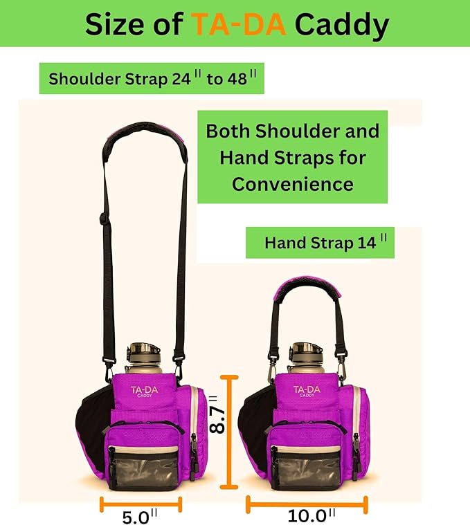 TA-DA Caddy Bag Everywhere you Go | Core Items are Bottle Phone Keys Wallets Etc., so Easy Access and more Convenient than Purse, Carrier, Crossbody, Messenger, Duffle, Fanny, Tote | W-7 H-10 L-10 |