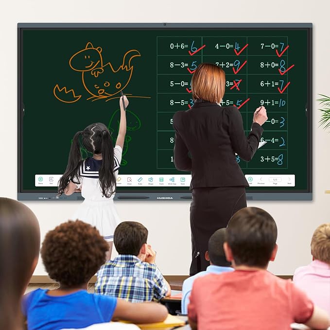 75″ Smart Board, 4K UHD Interactive Whiteboard Built in Dual System and 13MP Camera, All in One Digital Whiteboard for Home, Classroom and Business (Wall Mount Included)
