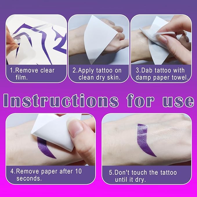 8 Rumi tattoos, trendy anime Rumi cosplay purple temporary tattoo stickers, Halloween cosplay party waterproof cosplay costume accessories (purple)